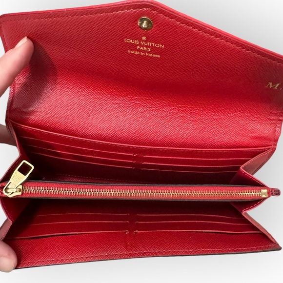 LOUIS VUITTON Monogram Portefeuille Sarah Retiro Long Bifold Wallet, Red - Picture 14 of 15